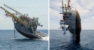 کشتی درحال غرقی که غرق نمی‌شود + ویدئو